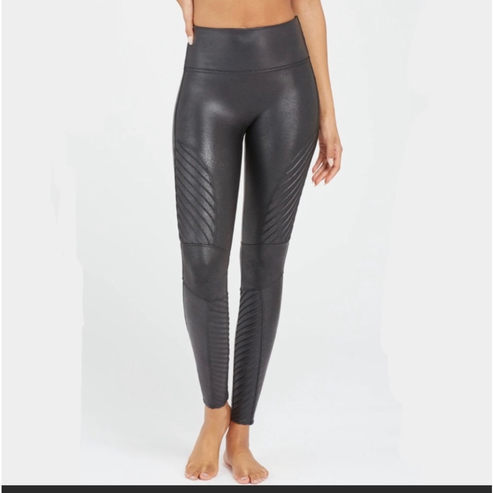 Spanx Faux Leather Moto Leggings Size S